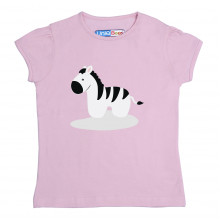 Pink Half sleeve Girls Pyjama - Zebra